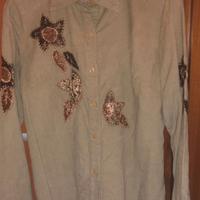 Camicia verde di velluto a righe