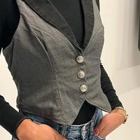 Gilet donna stile steampunk elegante grigio tg S/M