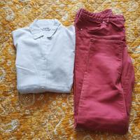 set pantaloni cotone camicia lino 