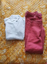 set pantaloni cotone camicia lino 
