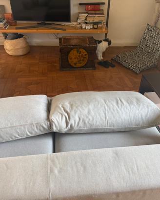 Grande divano angolare destro tessuto grigio