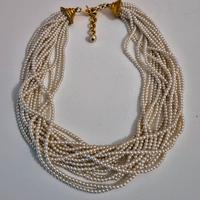 Collana girocollo vintage con perle multifilo rego