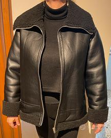 Giacca in pelle aviatore con pelliccia tg. 44