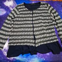 CARDIGAN DA DONNA NERO E BIANCO A RIGHE Usato