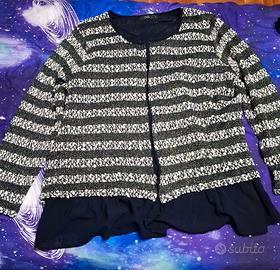 CARDIGAN DA DONNA NERO E BIANCO A RIGHE Usato