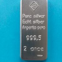 Lingotto 2 Once  e moneta 5 Once Argento 999