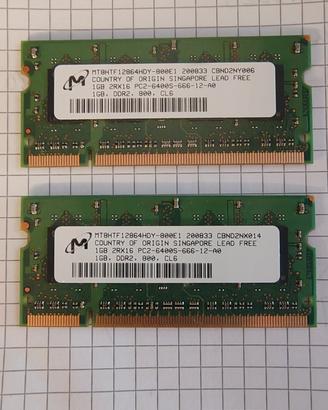 2x 1GB sodimm DDR2 800  CL6 Micron