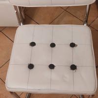 Set di 4 sedie moderne in ecopelle bianca cromata 