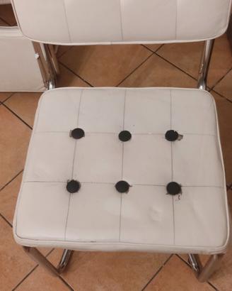 Set di 4 sedie moderne in ecopelle bianca cromata 
