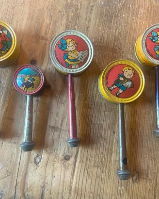 Lollo gioco in latta epoca sonaglio bimbo 5 pz