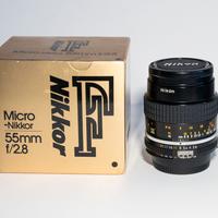 Obiettivo Micro-Nikkor 55mm f2,8, come nuovo + ad.