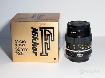 Obiettivo Micro-Nikkor 55mm f2,8, come nuovo + ad.