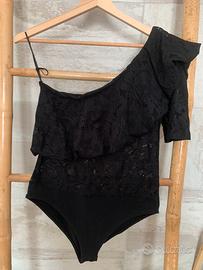 Body in pizzo nero mono spalla taglia s