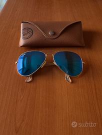 Ray-Ban Aviator RB3025 Oro Lenti Blu Specchio