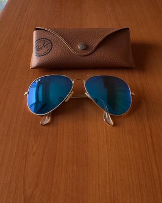 Ray-Ban Aviator RB3025 Oro Lenti Blu Specchio