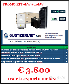 KIT 6 kW pannelli + inverter 6kW + batteria 10kW