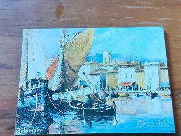 dipinto vintage porto Saint Tropez 