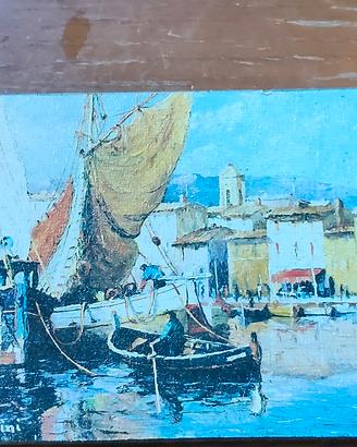 dipinto vintage porto Saint Tropez 