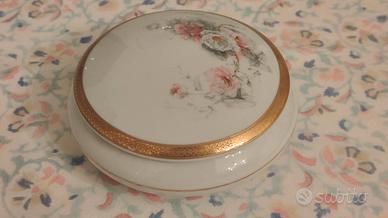 Bonbonniere porcellana Limoges rose e oro