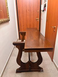 Consolle legno massello + specchio + lume