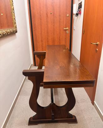 Consolle legno massello + specchio + lume