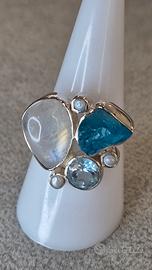anello Multistone in argento 925