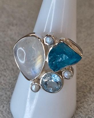 anello Multistone in argento 925