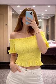 Maglietta crop gialla made in italy