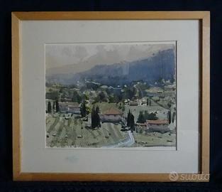 Vecchio quadro dipinto ad acquerello firmato