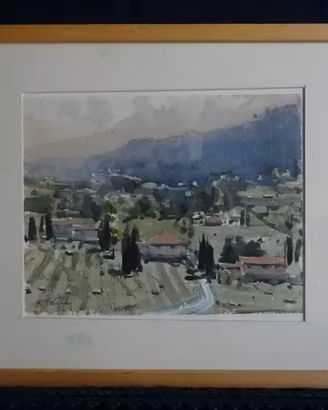 Vecchio quadro dipinto ad acquerello firmato