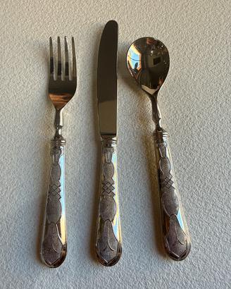 Set Cucchiaio, forchetta e coltello, Argento