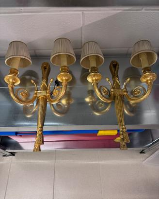 Applique antiche a due luci color oro stile impero