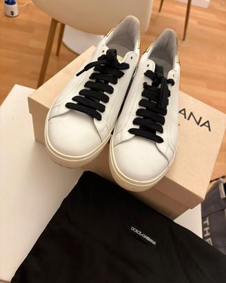 Sneakers Dolce & Gabbana "Portofino" – Bianco/Oro 