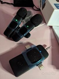 2 microfoni wireless Lavalier BT e ricevitore