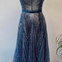 Vestito blu da cerimonia, nuovo