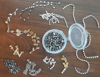 Maxi lotto strass ematite catene bigiotteria