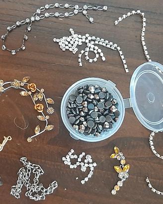 Maxi lotto strass ematite catene bigiotteria