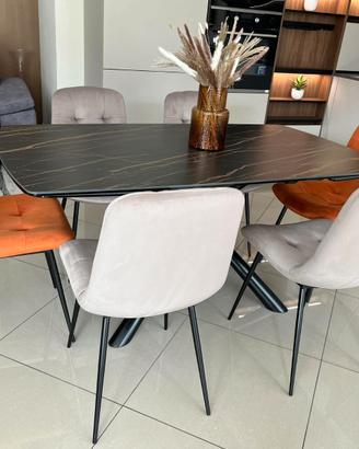 TAVOLO SPIDER CON PIANO IN CERAMICA