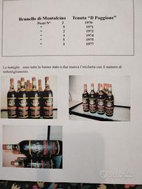 Bottiglie di vino brunello con cantinetta