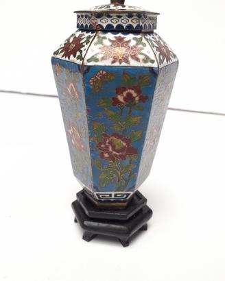 Vaso Cloisonné Cinese con Base Legno – vintage
