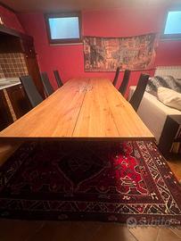 Tavolo da pranzo Legno Massello Rovere + 8 sedie