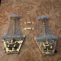 Coppia applique anni ‘90 con gocce di cristallo