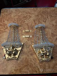 Coppia applique anni ‘90 con gocce di cristallo