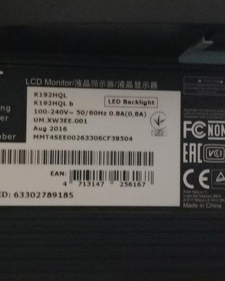monitor Acer K192HQL da 18,5