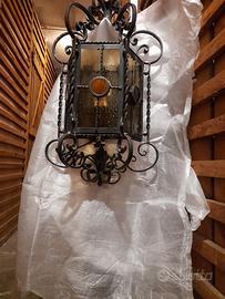 3 lampade in ferro battuto antiche 
