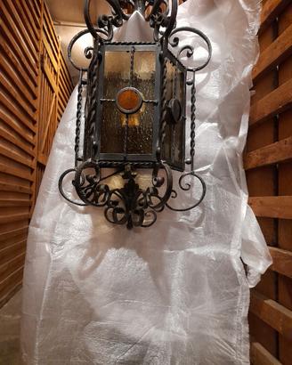 3 lampade in ferro battuto antiche 