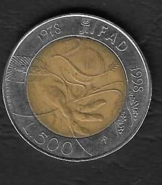 Italia - moneta circolata da 500 Lire "IFAD" km193