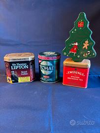 Lotto scatole di latta the e tisane vintage