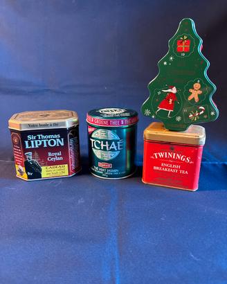 Lotto scatole di latta the e tisane vintage
