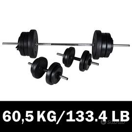 VidaXL Set Bilanciere e 2 Manubri 60,5 kg, NUOVO